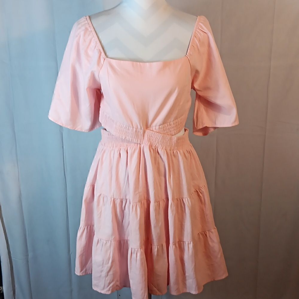 Shy Velvet Pink Flirty Mini Dress